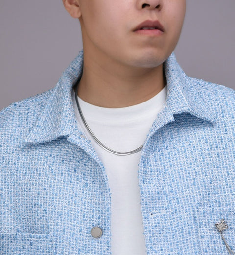 Flat Snake Bones Chain Men And Women Silver Necklace European Hip Hop Trendy Summer Accessories Silver Chain