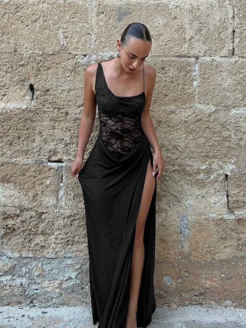 Women’s Sheer Lace Sleeveless Maxi Dress