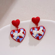 Red Love Bow Earrings for Women