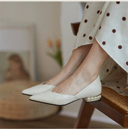 Women’s Pearl Low-Heel Pointed Flats