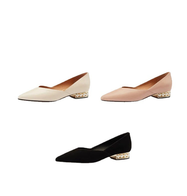 Women’s Pearl Low-Heel Pointed Flats
