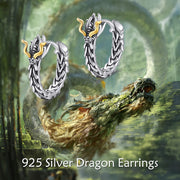 Sterling Silver Dragon Huggie Earrings