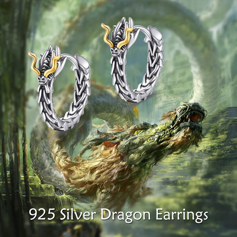 Sterling Silver Dragon Huggie Earrings