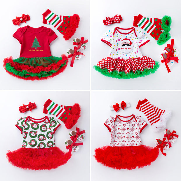 Christmas Baby Gown 4-Piece Set