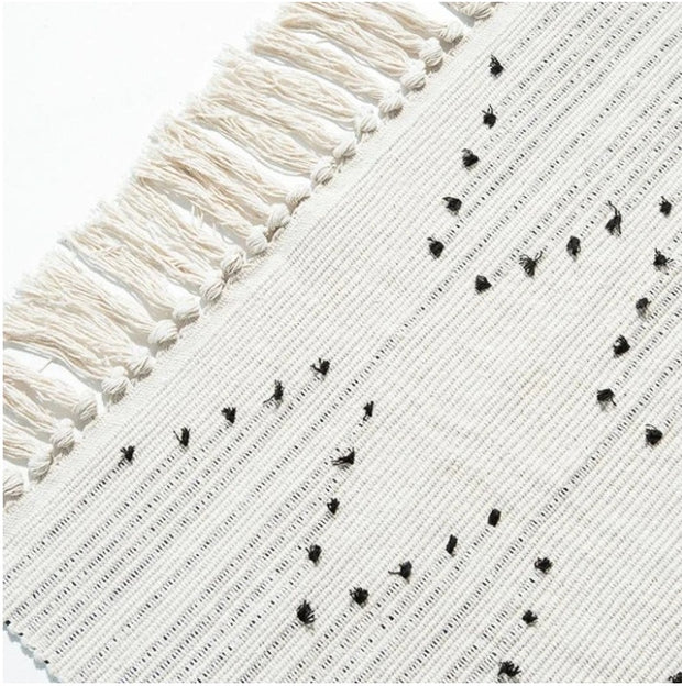 Fringed cotton thread mat