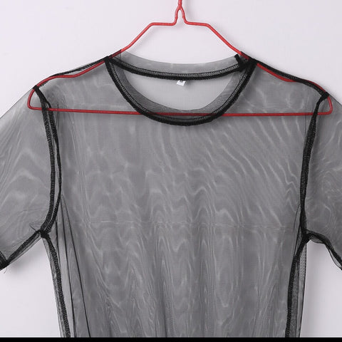 Women’s Black Mesh Sheer Summer Blouse