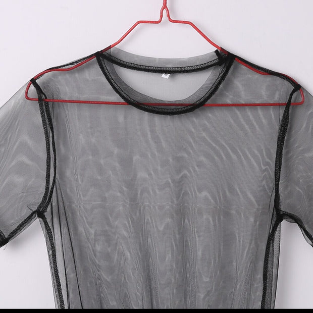 Women’s Black Mesh Sheer Summer Blouse