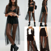 Women’s Black Mesh Sheer Summer Blouse