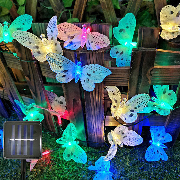LED Solar String Lights Optical Fiber Butterfly Solar LED Spot Light Grass Christmas Festival Garden Decorative Colored Lights