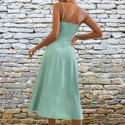 Women’s V-Neck Slit Slim Sling Dress