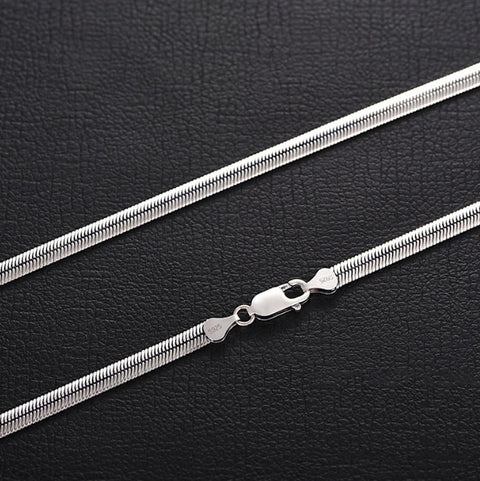 Flat Snake Bones Chain Men And Women Silver Necklace European Hip Hop Trendy Summer Accessories Silver Chain
