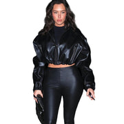 Women’s Slim-Fit Faux Leather Hooded Coat