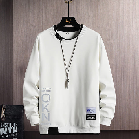 New Mens Casual Sweatshirts Hoodie Fake Two Pieces Letter Print