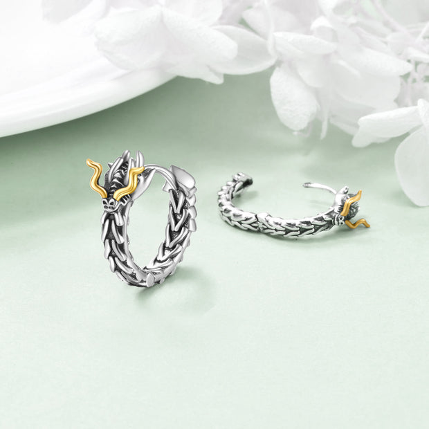 Sterling Silver Dragon Huggie Earrings